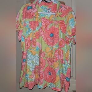 Caribbean Joe Floral Blouse - Pink, Yellow, Blue